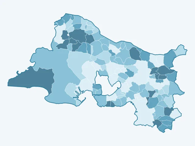 Carte de l'âge moyen dans les Bouches-du-Rhône (13)