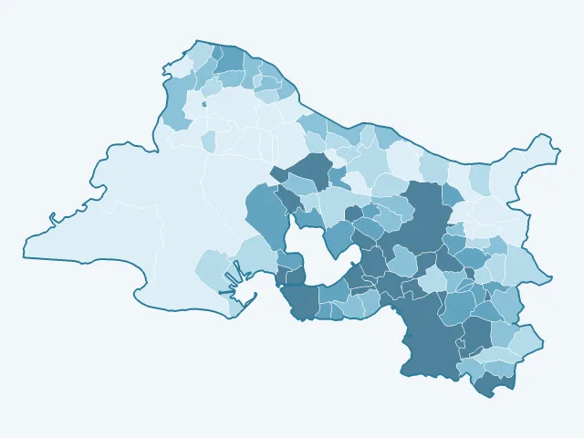 Carte de la densité de population dans les Bouches-du-Rhône (13)
