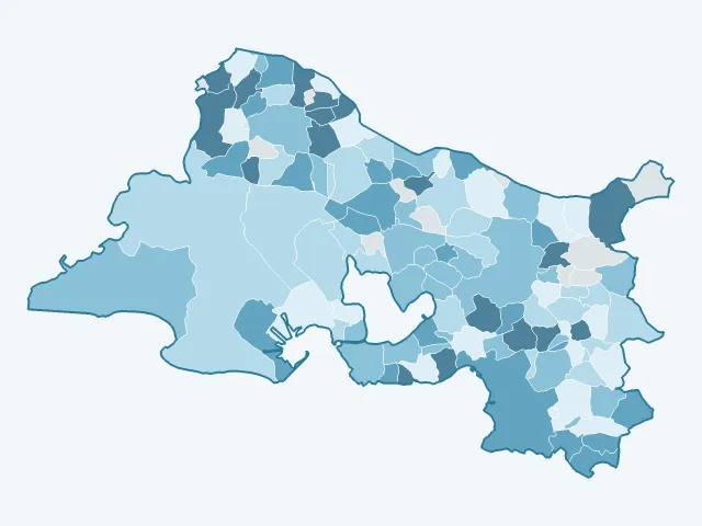 Carte de l'évolution des prix immobiliers dans les Bouches-du-Rhône (13)