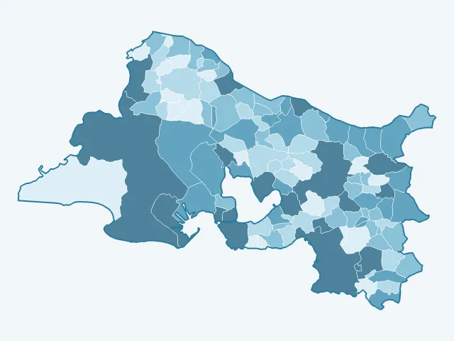 Carte du vote Jean-Luc Mélenchon dans les Bouches-du-Rhône (13)