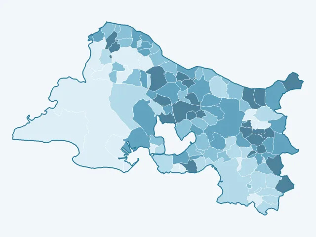 Carte de la population active dans les Bouches-du-Rhône (13)