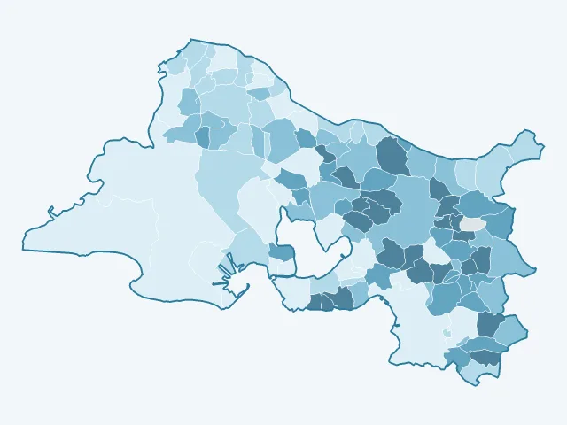 Carte du revenu moyen dans les Bouches-du-Rhône (13)