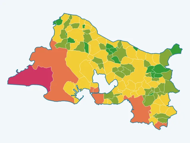 Carte de l'indice de tranquillité dans les Bouches-du-Rhône (13)