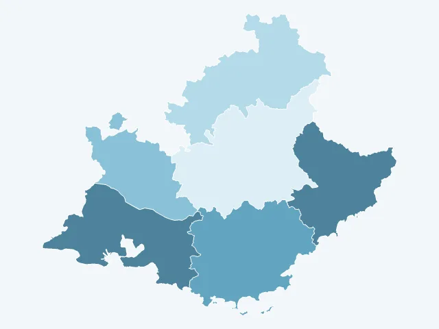 Carte de la densité de population en Provence-Alpes-Côte d'Azur