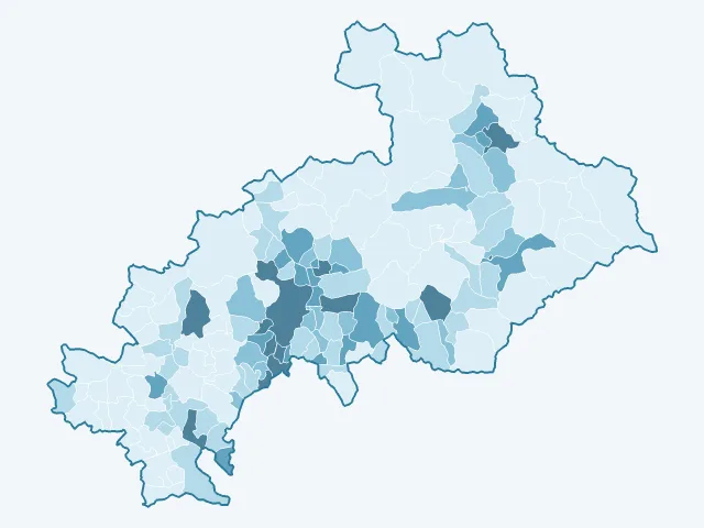 Carte de la densité de population dans les Hautes-Alpes (05)