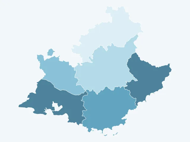 Carte du nombre d'habitants en Provence-Alpes-Côte d'Azur
