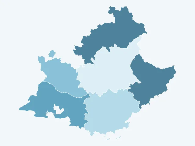 Carte de la population active en Provence-Alpes-Côte d'Azur