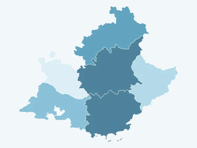 Carte de la superficie en Provence-Alpes-Côte d'Azur