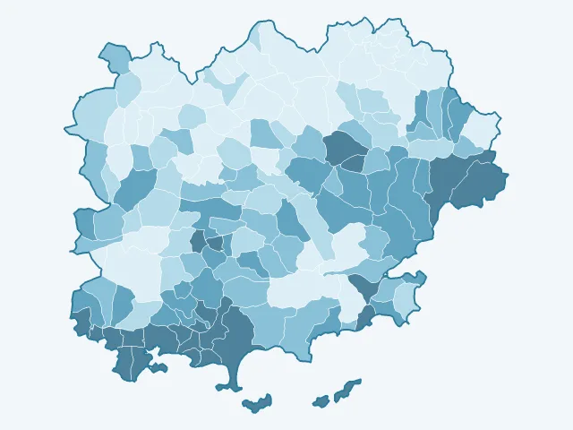 Carte de la densité de population dans le Var (83)