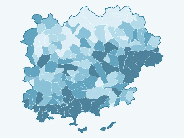 Carte du nombre d'habitants dans le Var (83)