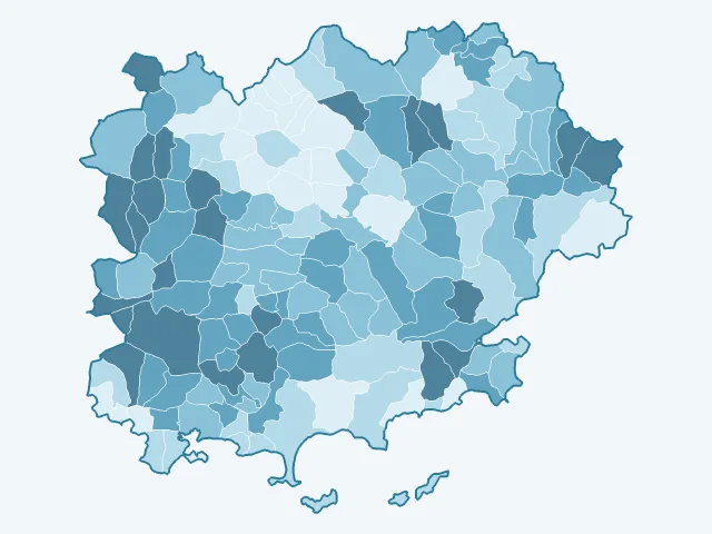 Carte de la population active dans le Var (83)