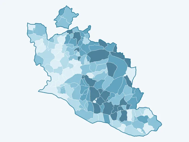 Carte de l'âge moyen dans le Vaucluse (84)