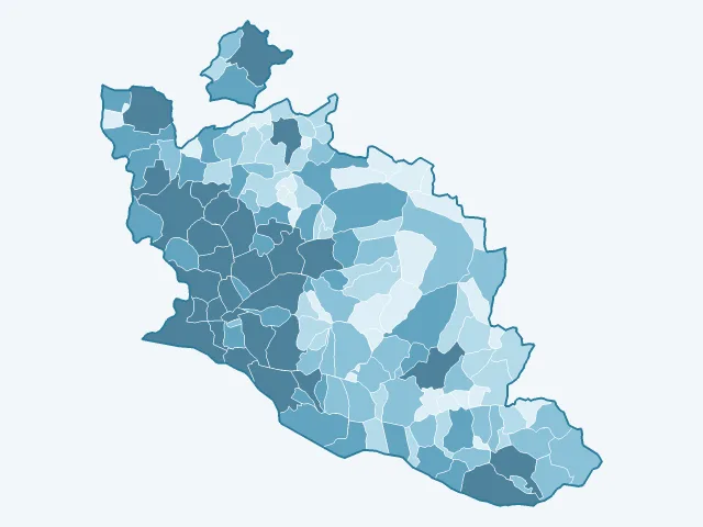 Carte du nombre d'habitants dans le Vaucluse (84)