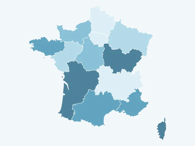 Carte de France de l'âge moyen par région