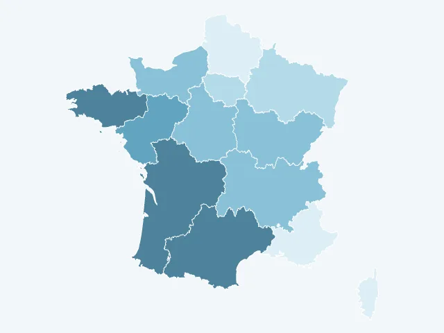 Carte de France du vote Anne Hidalgo par région