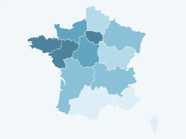 Carte de France du vote Emmanuel Macron par région