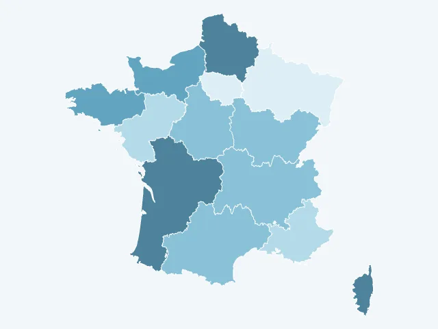 Carte de France du vote Fabien Roussel par région