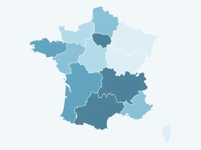 Carte de France du vote Jean-Luc Mélenchon par région