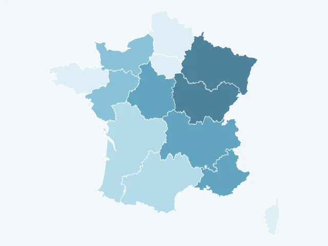 Carte de France du vote Nicolas Dupont-Aignan par région
