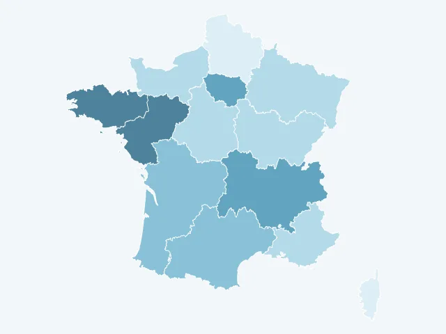 Carte de France du vote Yannick Jadot par région