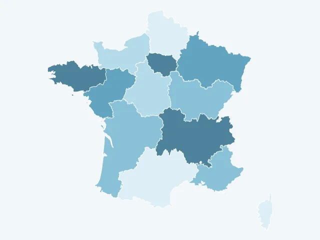 Carte de France du revenu moyen par région