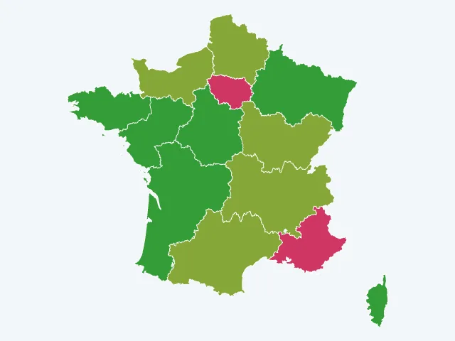 Carte de France des infractions liées aux stupéfiants par région