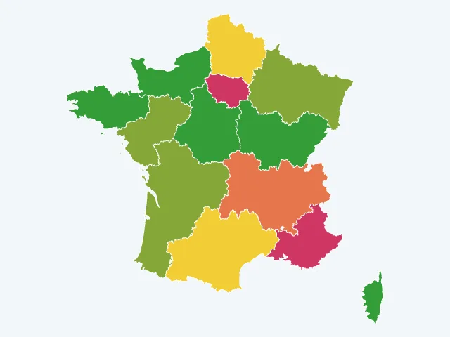 Carte de France des vols et dégradations par région